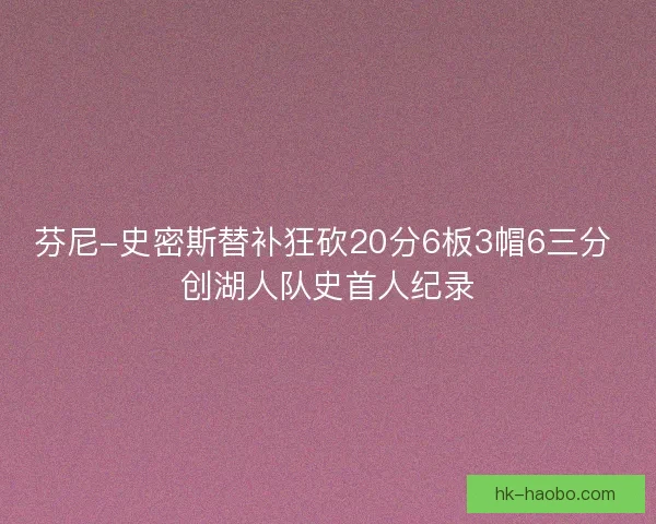 芬尼-史密斯替补狂砍20分6板3帽6三分 创湖人队史首人纪录