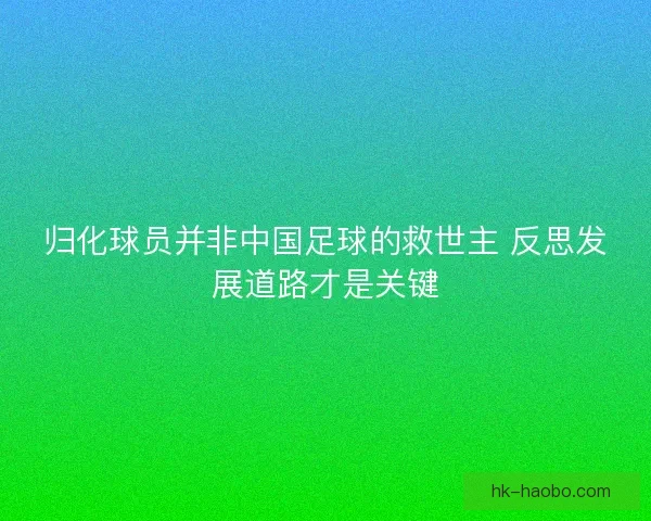 归化球员并非中国足球的救世主 反思发展道路才是关键